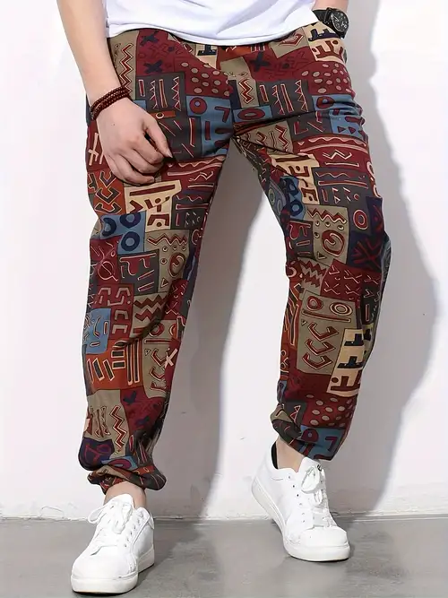 Temu Plus Size Grizzlies Element Men's Stylish Graphic Print Sweatpant, Casual Oversized Loose Jogger Pants, Trousers for Spring Summer Fall Winter All