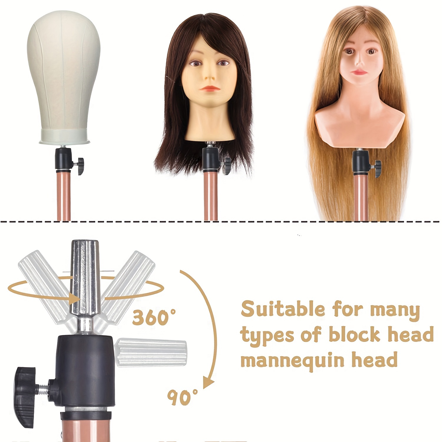 Adjustable Metal Mannequin Head Stand With Wig And T - Temu