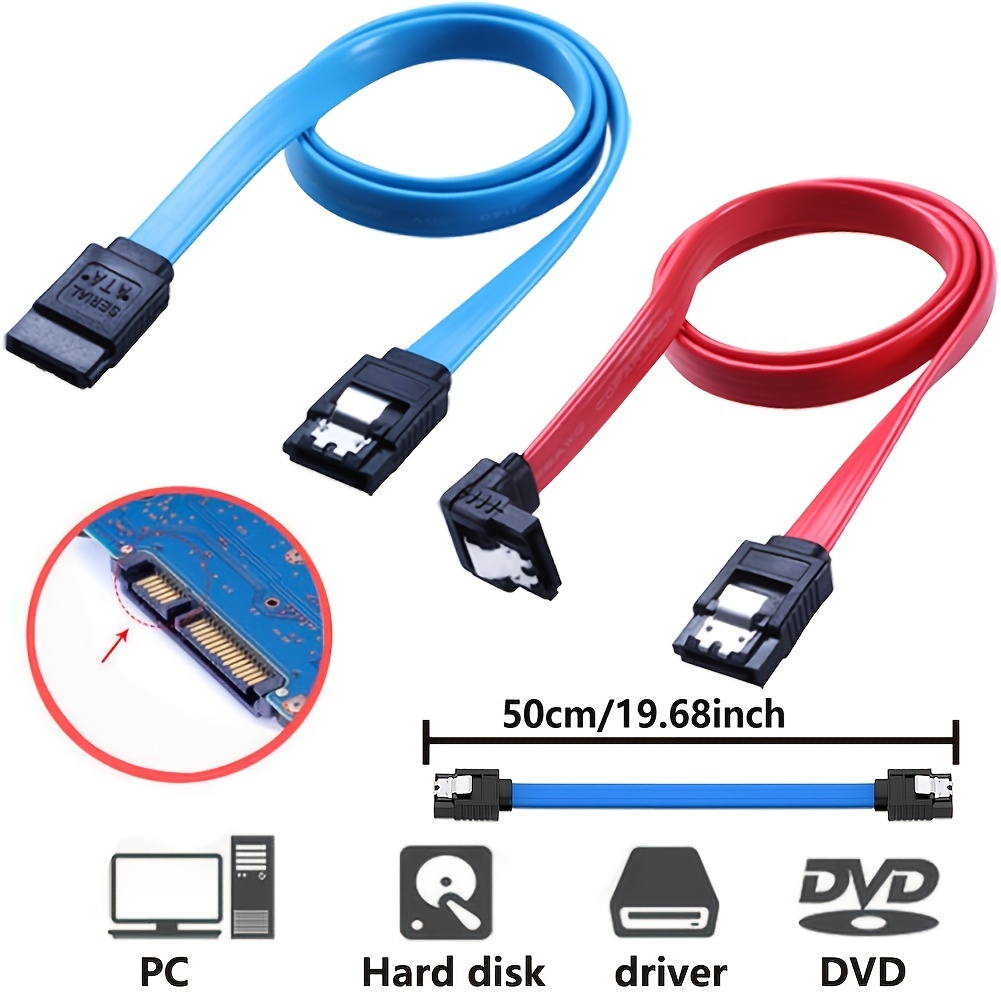 Cable interne pc avec fiche sata et fiche sata 50cm pour connecter un disque  dur