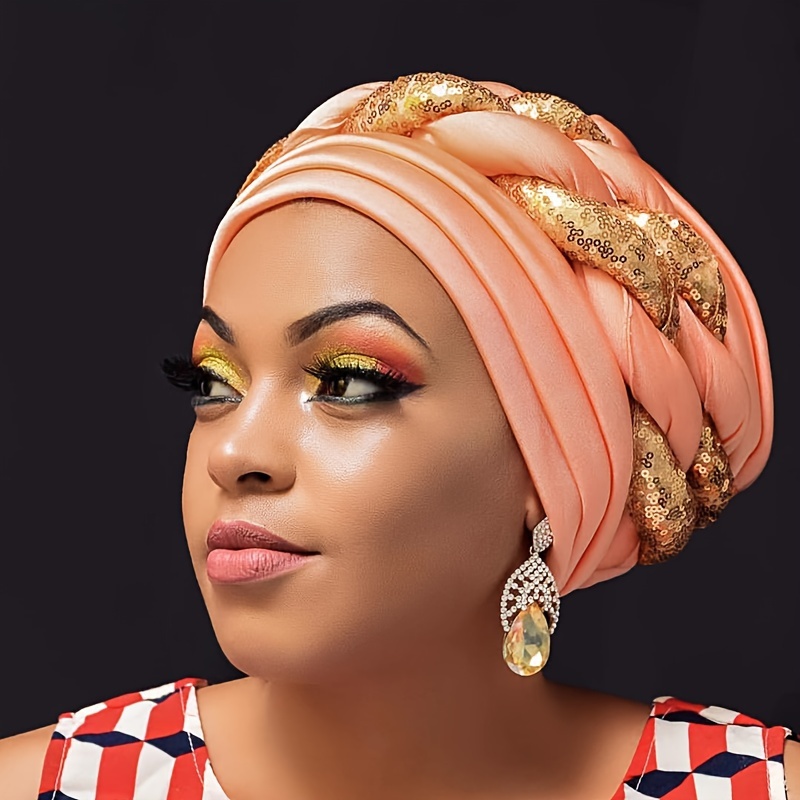 color block glitter braid turbans women elegant head wraps  display picture 1