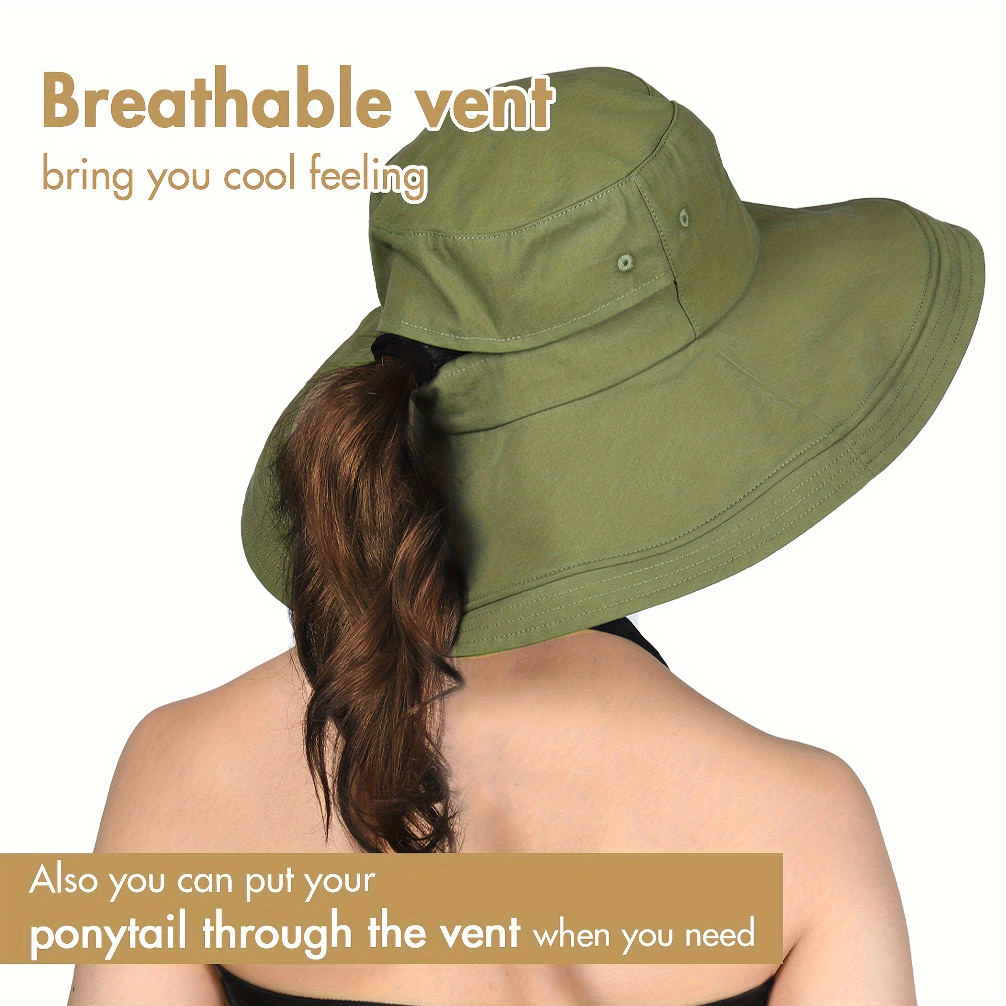 Breathable Wide Brim Bucket Hat With Neck Flap Outdoor Climbing