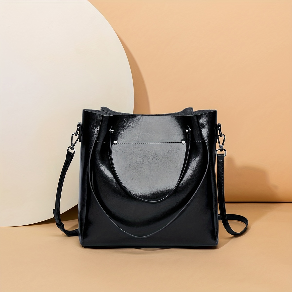 1pc Black Large Capacity Soft Tote With High-end Feeling Can Be Used As  Handbag, Shoulder Bag Or Crossbody Bag, Fashionable And Versatile For Four  Seasons And Commuting