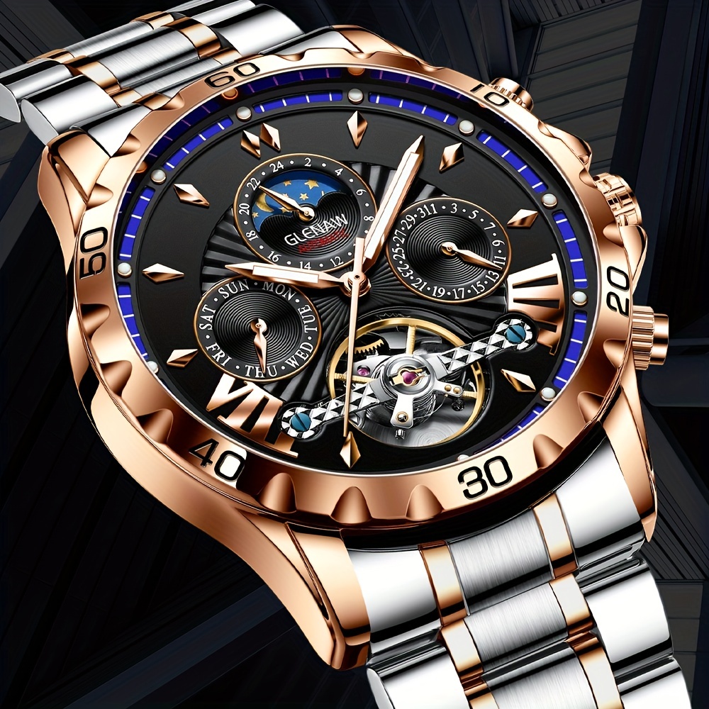 Mens Mechanical Watch 24 Hours Date Day Function Automatic Watches