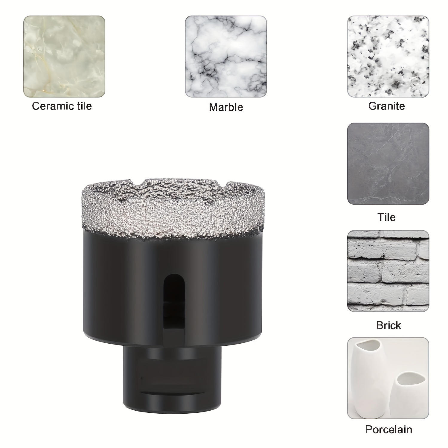 BEAMNOVA Lot de 16 forets diamantés avec gabarit pour carrelage en  céramique 6 mm-50 mm 1/4 ~ 2 pouces scie-cloche pour verre, pierre, granit,  marbre
