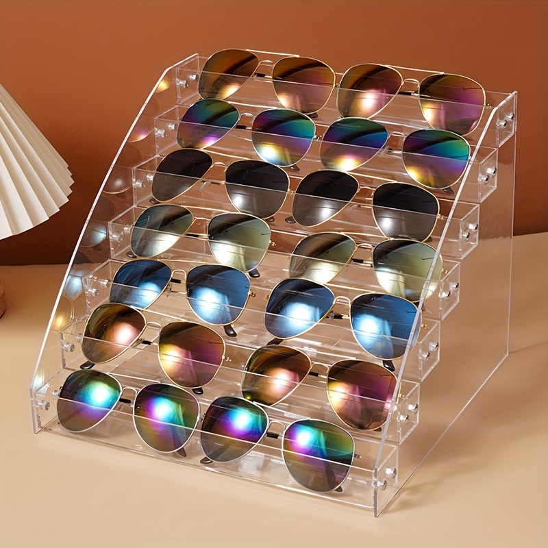 Brillenständer, um 360 Grad drehbarer Acryl-Sonnenbrillenhalter,  transparenter Brillenständer, Desktop-Organizer