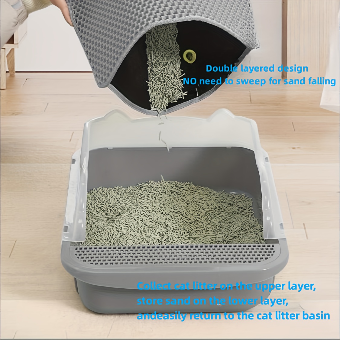 Pet Cat Litter Mat Double Layer Pet Litter Box Mat Easier To Clean Litter  Box Mat - Temu