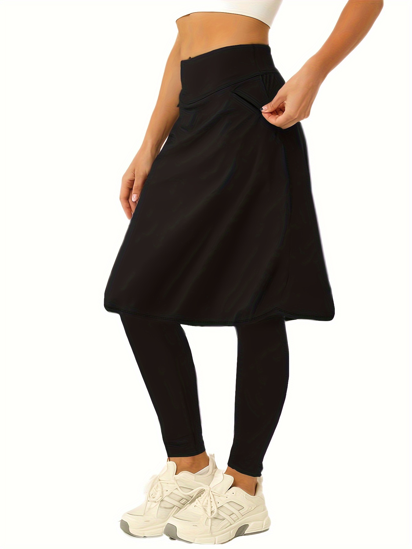 Stretchy Yoga Skirted Leggings For Women - Comfortable Workout Pants With  Skirt Overlay - Temu