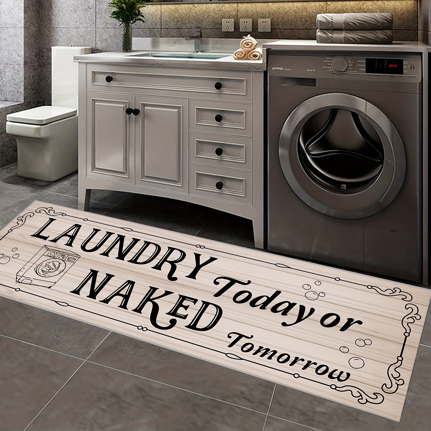 

1pc Laundry Room Rugs Runner, Light Non Slip Waterproof Laundry Mats For Laundry Room Decor, Washable Floor Laundry Rug For Laundry Room, Mudroom, Kitchen, Washroom
