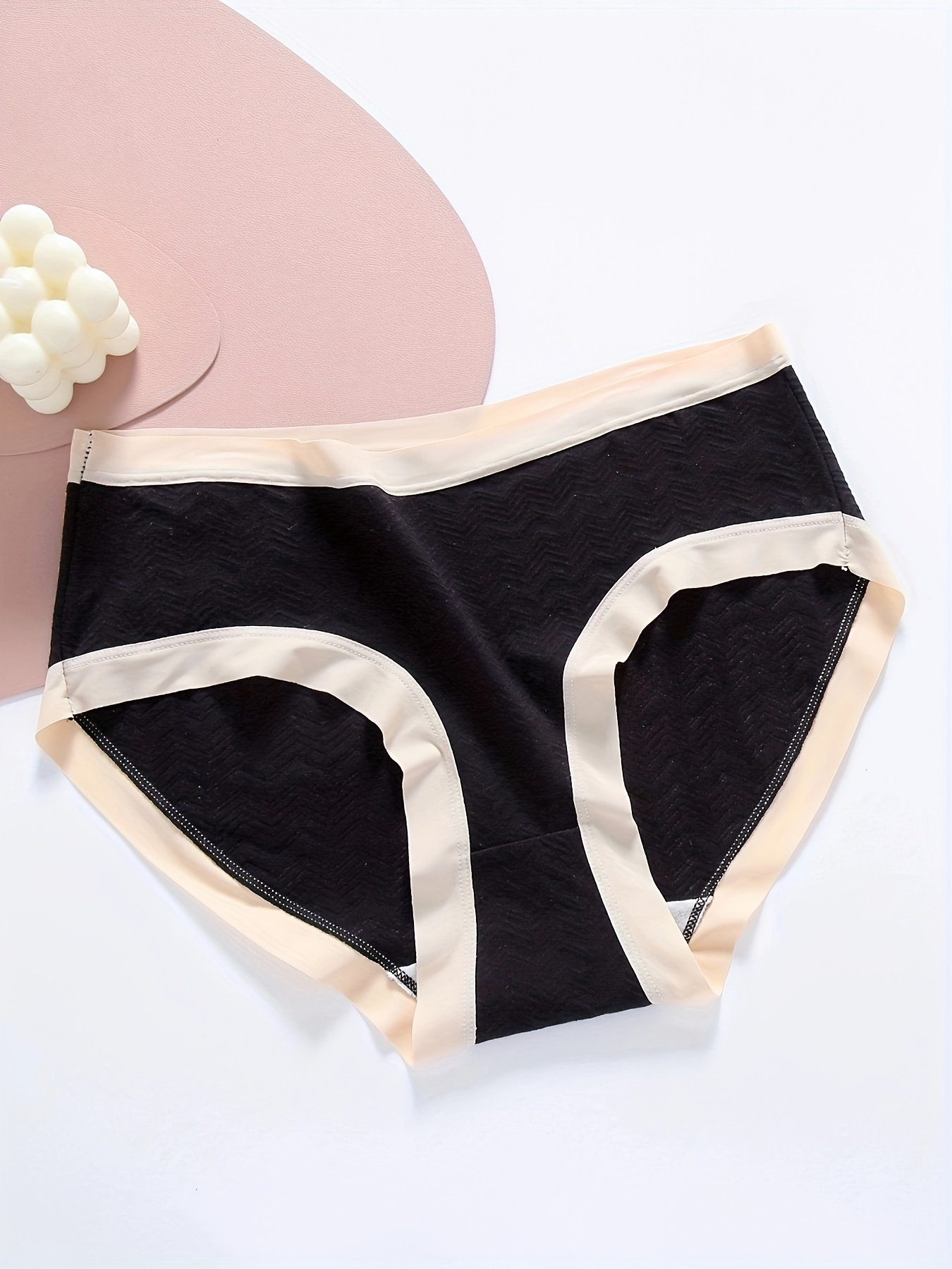 Women's Simple Panties Set Plus Size Contrast Binding High - Temu Canada