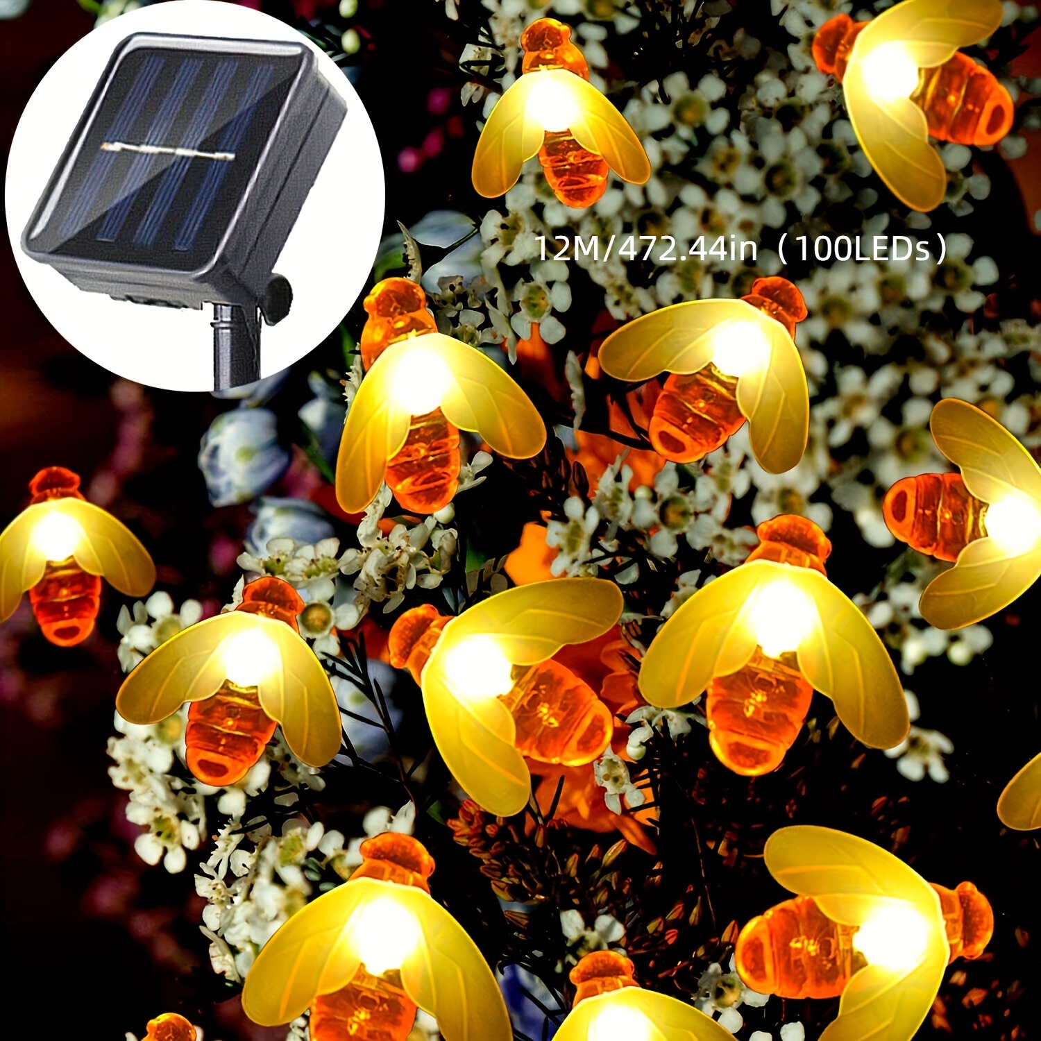 Solar String Light Led Cute Bee Solar Outdoor Lights - Temu