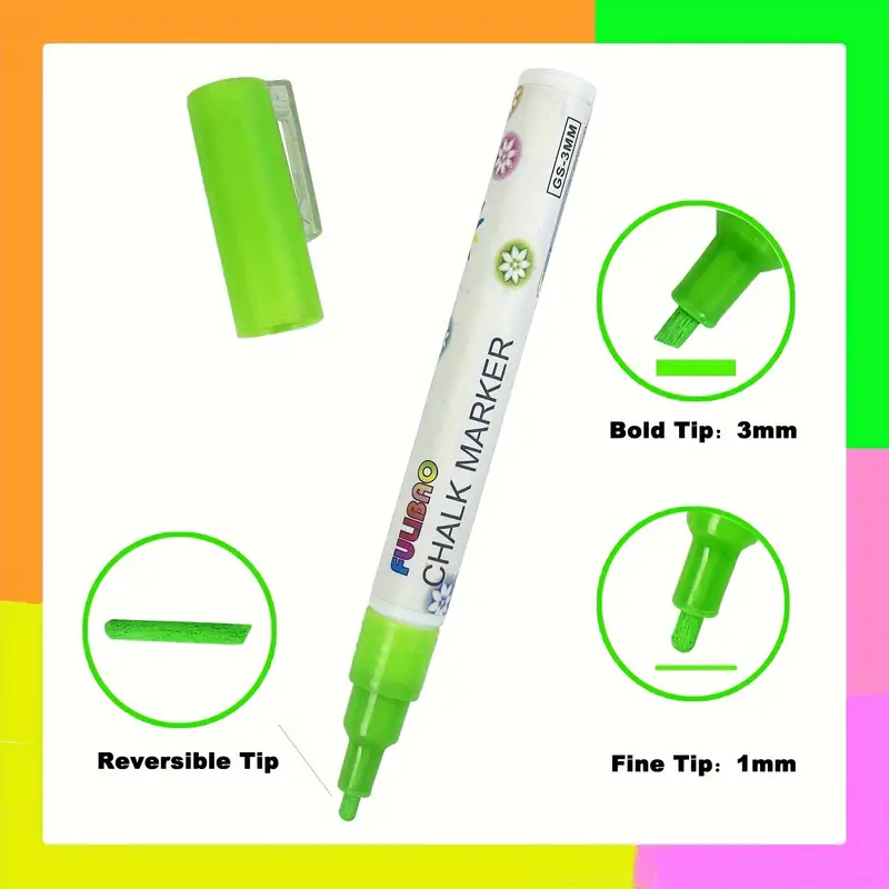 Liquid Chalk Markers, Neon Fluorescent Marker,,erasable,reversible Tips,for  Nonporous Chalkboards, Bistro Boards, Glass And Windows - Temu
