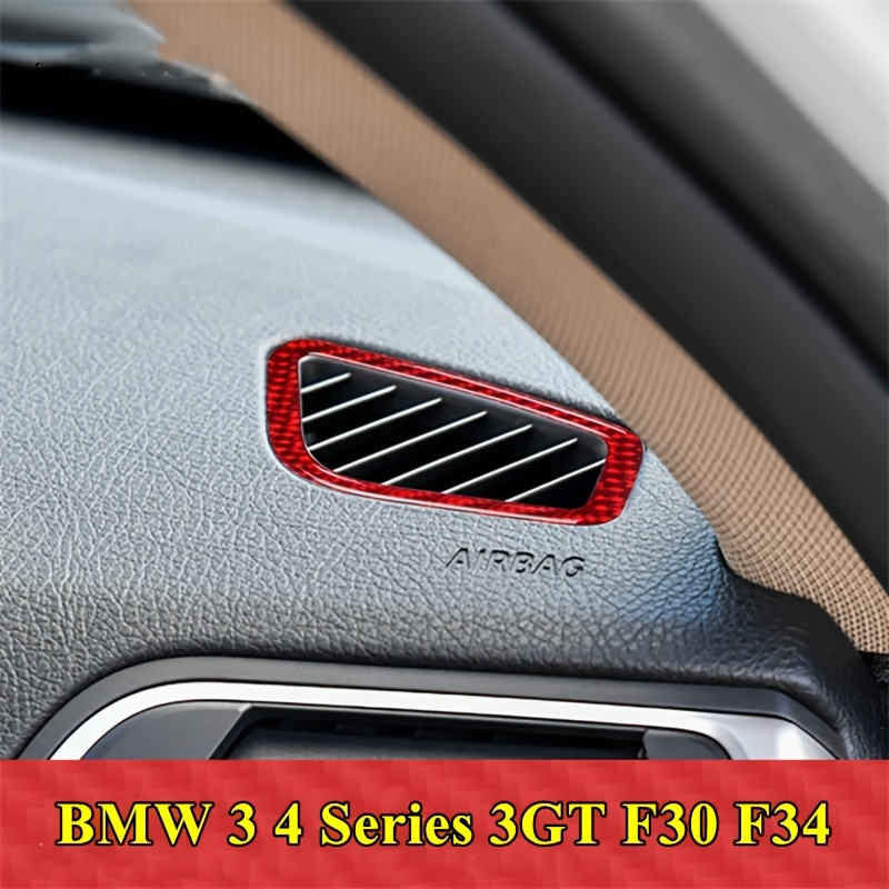 Badmen 2 個計器空気出口カバートリムステッカー、リアルカーボンファイバー、BMW 3 シリーズ F30 F31、GT F34、4 シリーズ  F32 F33 F36 2013-2018 用