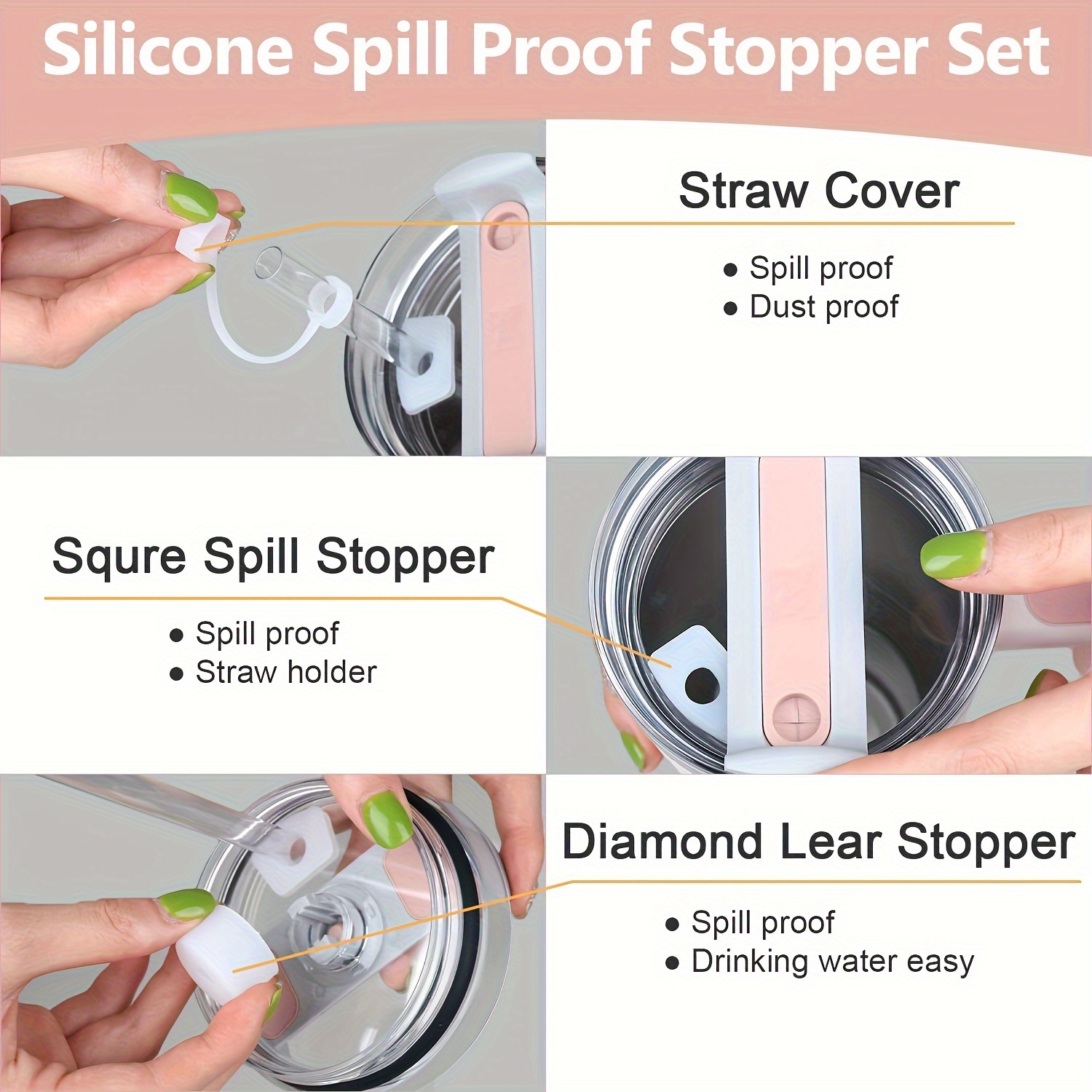 2sets 6pcs Silicone Spill Proof Stopper Compatible With Stanley