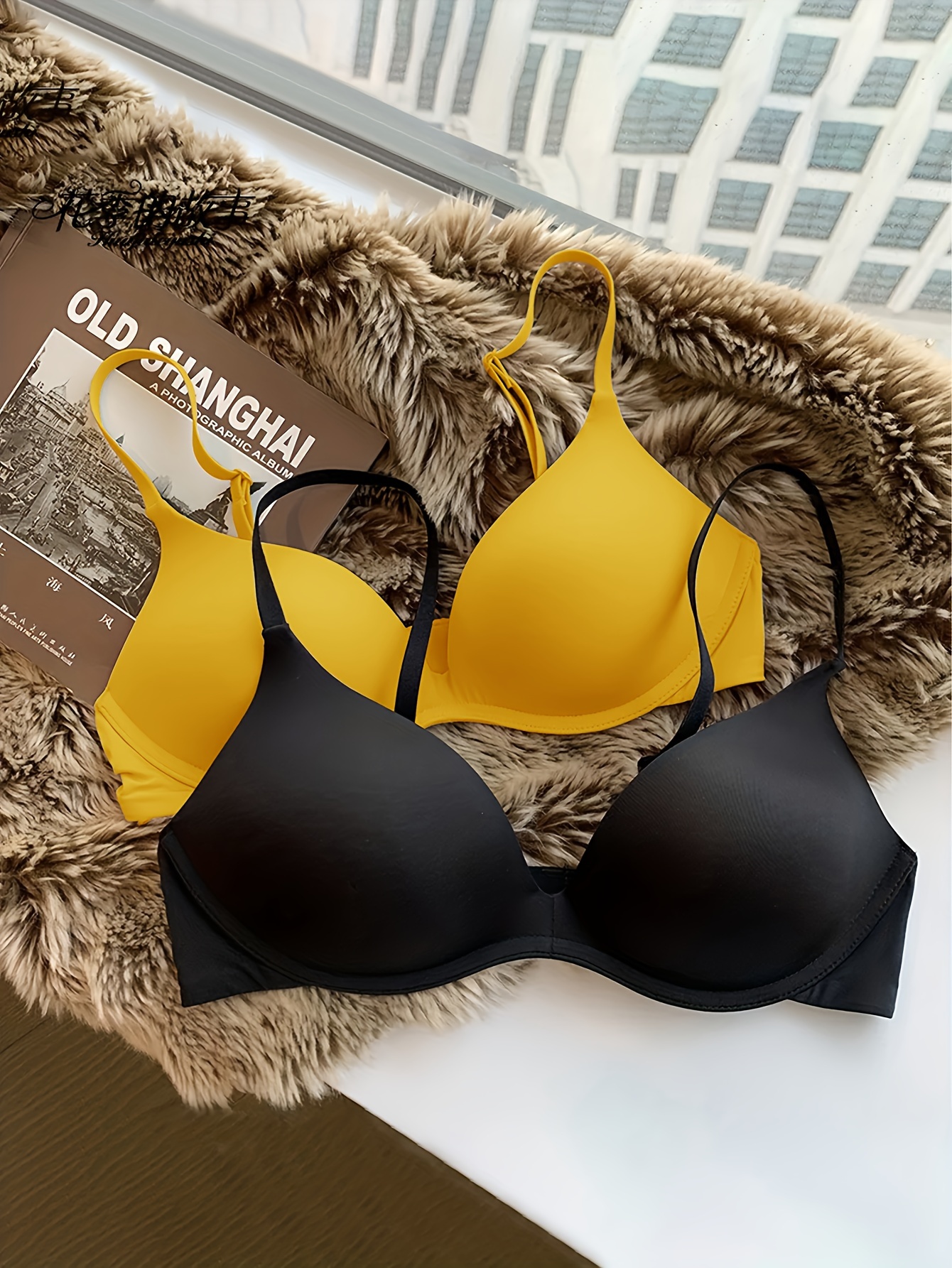 3pcs Girls Letter Patched Detail Wireless Bra, Developmental Cup  Anti-sagging Push-up Comfortable Bra