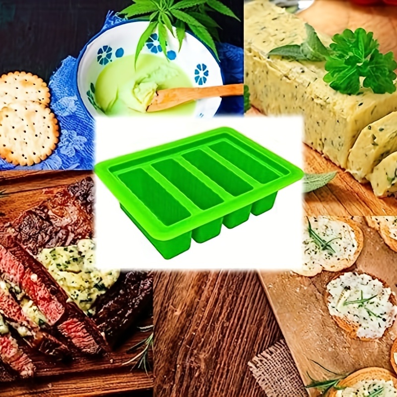 Large 4 Cavities Butter Mold Silicone (Green), Butter Mold with Lid  Non-Stick Easy to Clean Silicone.City Brand 