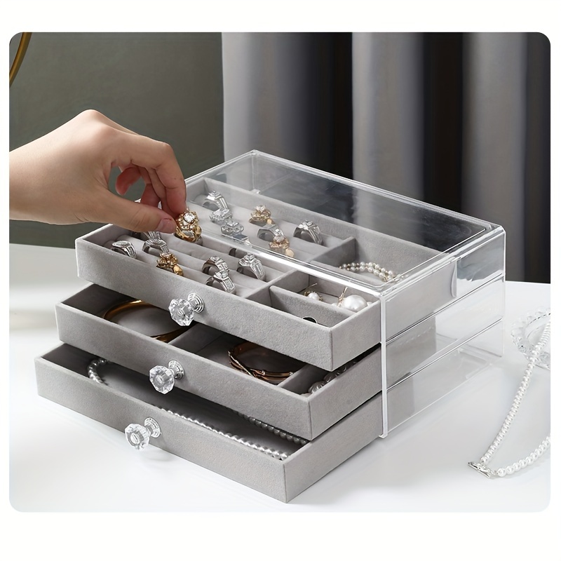 Clear Three Layer Earring Organizer Box With Drawer For Earrings,  Bracelets, Earring, And Rings 230808 From Xue08, $7.9