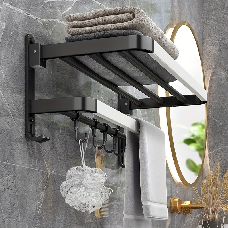 Stylish And Durable Black Towel Bar For Bathroom Punch free - Temu