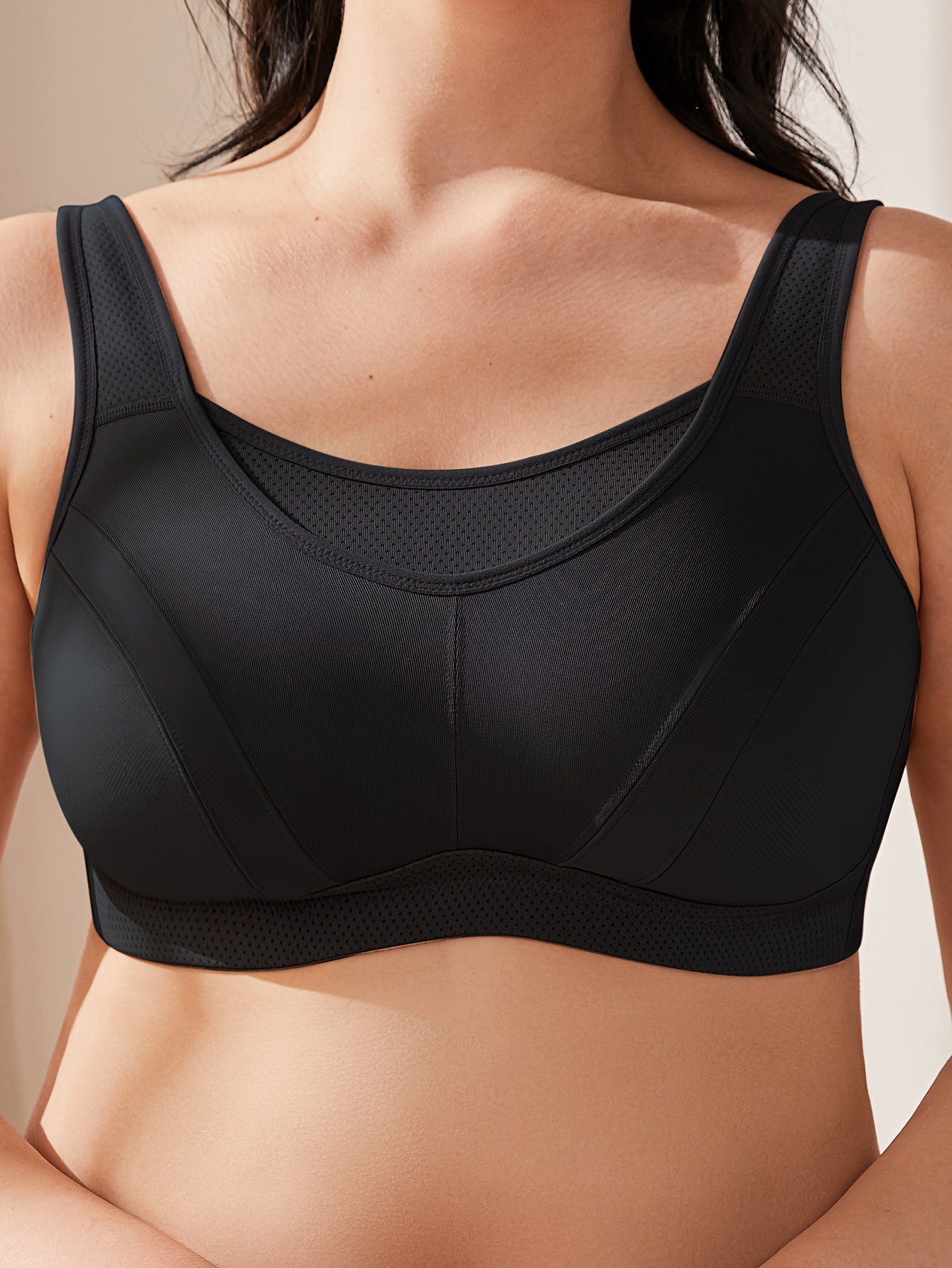 Plus Size Zip Removable Padding Full Coverage Sports Bra - Temu Canada