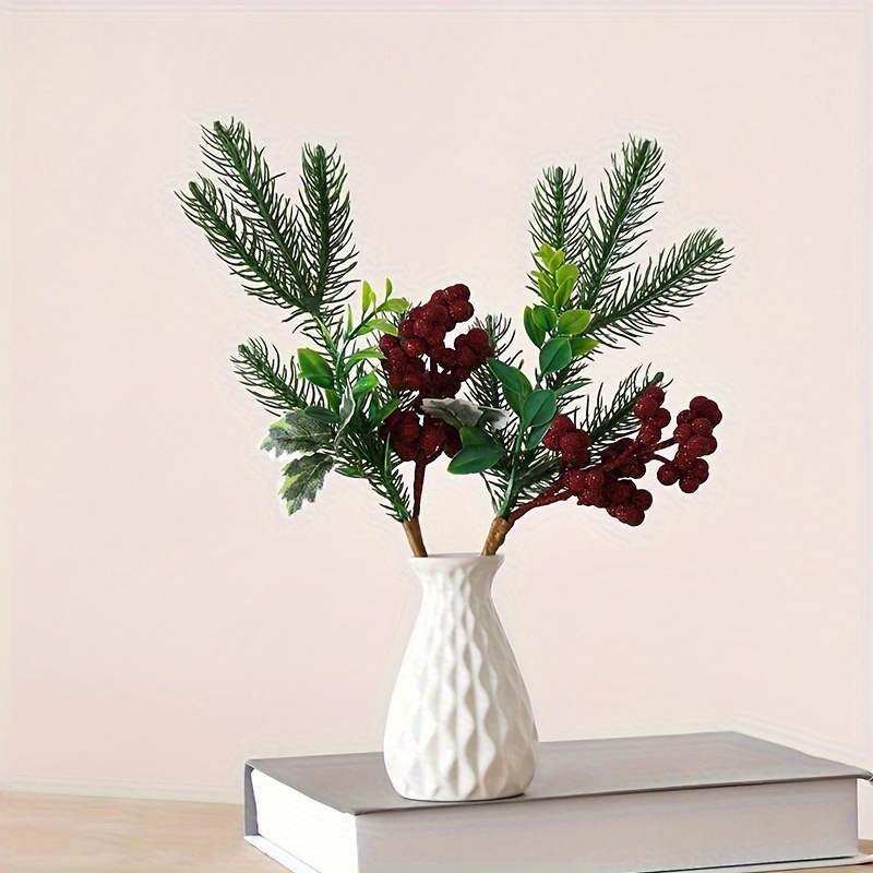 Christmas Artificial Flowers Fake Plant Branch Decor For - Temu