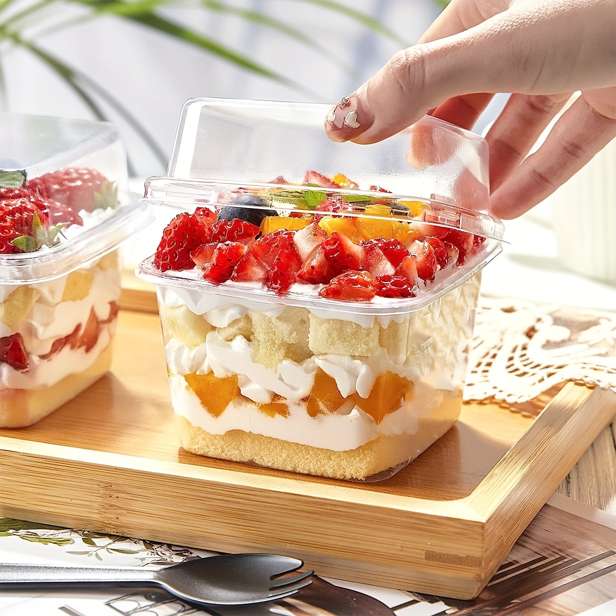 Clear Plastic Square Dessert Cups With Lids Perfect For - Temu