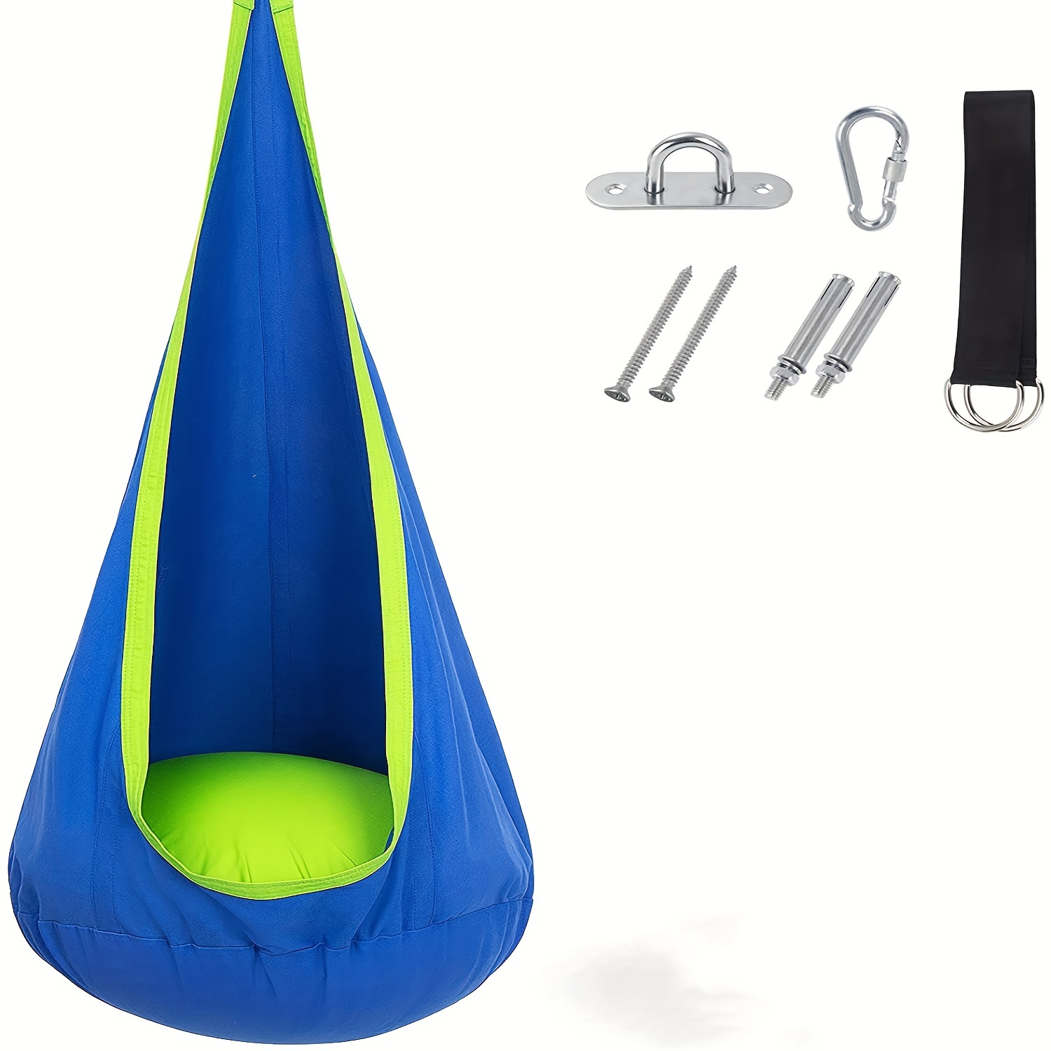 1pc Pod Swing Seat Indoor Outdoor Hanging Hammock Chair With Inflatable