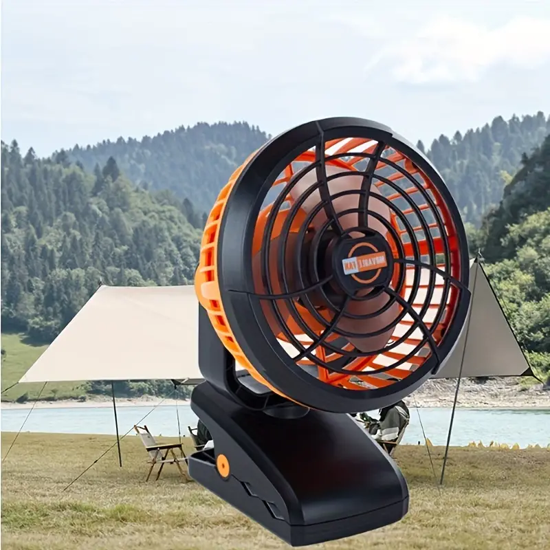 Portable USB/Solar Rechargeable Outdoor Camping Fan with Magnetic Suction -  Perfect for Cooking, Fishing and More!