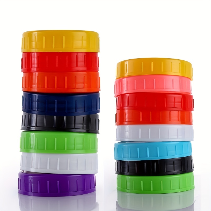  WIDE Mouth Mason Jar Lids [8 Pack] for Ball, Kerr and More -  Colored Plastic Storage Caps for Mason/Canning Jars - Leak-Proof: Home &  Kitchen