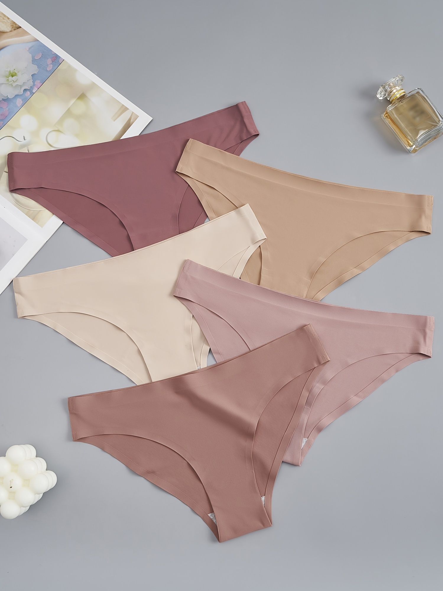 5pcs Seamless Bikini Panties, Comfy & Breathable Stretchy Intimates  Panties, Women's Lingerie & Underwear