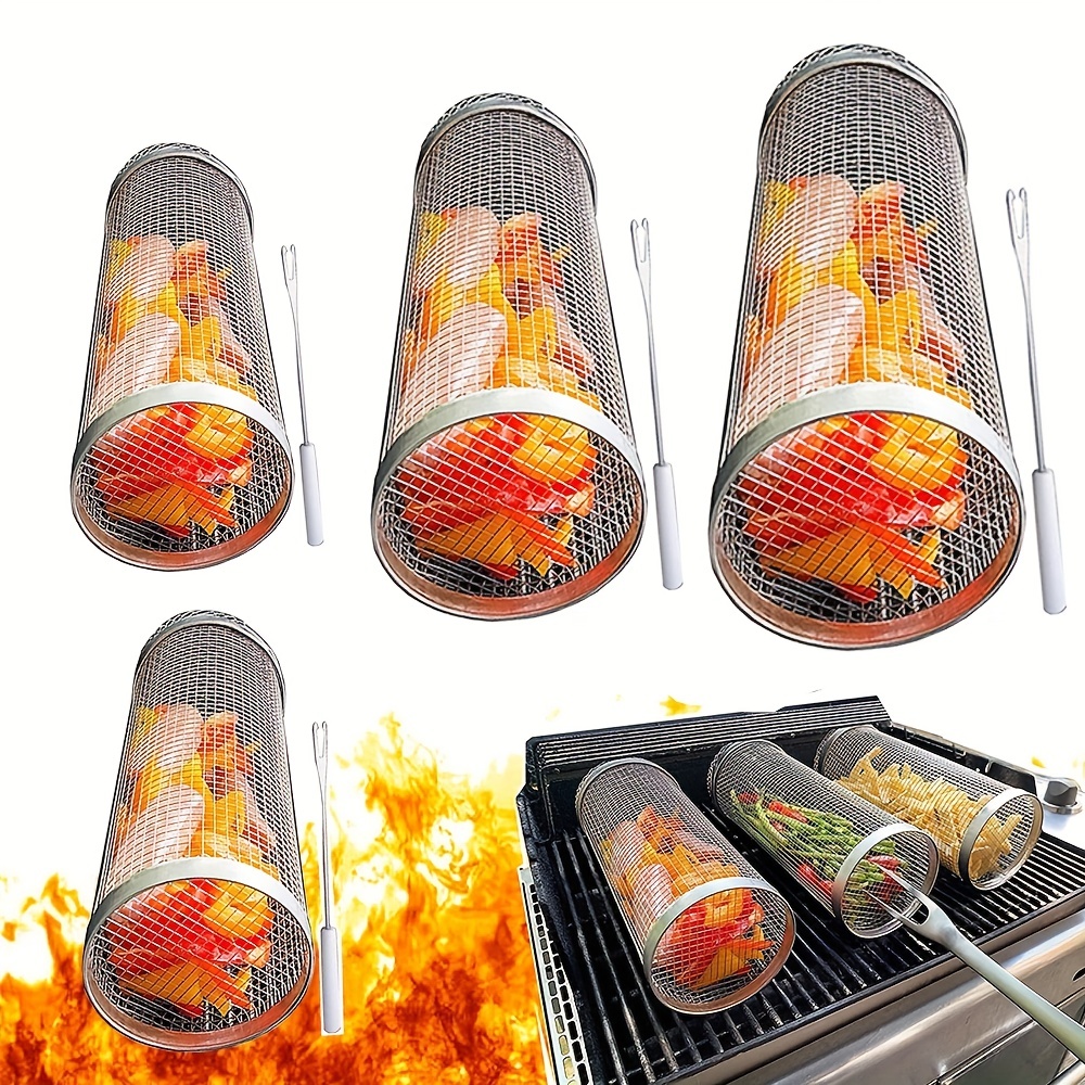 Grill Baskets For Outdoor Grill, Stainless Steel Perforated Grill Baskets  For Grilling Veggies Seafood And Meats, Grilling Accessories For All Grills  & Smokers - Grilling Gifts For Men - Temu