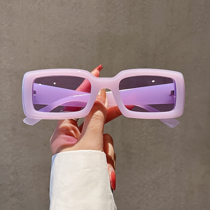 Boho Rectangle Sunglasses Gradient Candy Shades UV400 Sunscreen Glasses