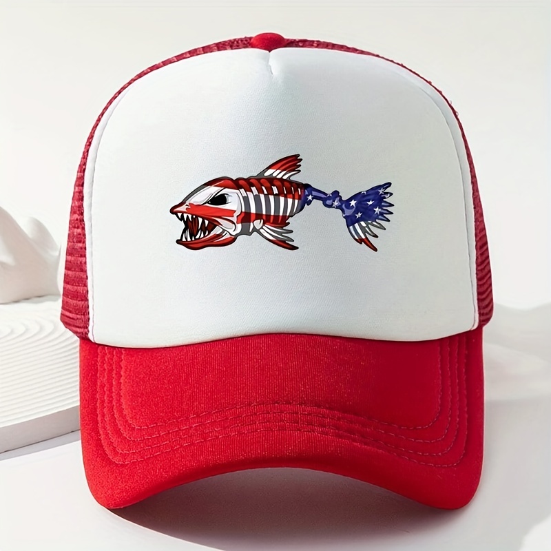Fish Embroidery Dad Hat Bass Fish Baseball Cap Man Fishing Hats Women  Summer Breathable Cotton Hat Adjustment Buckle
