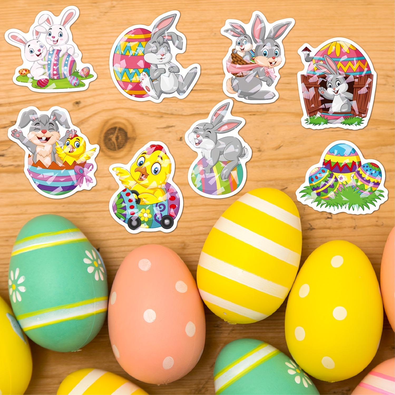 100 PCS Waterproof Easter Stickers For Water Bottle Envelopes Cards Easter Vinyl Sticker For Kids Girls Easter Egg Bunny Stickers Aesthetic Decals For Easter Party Decoration