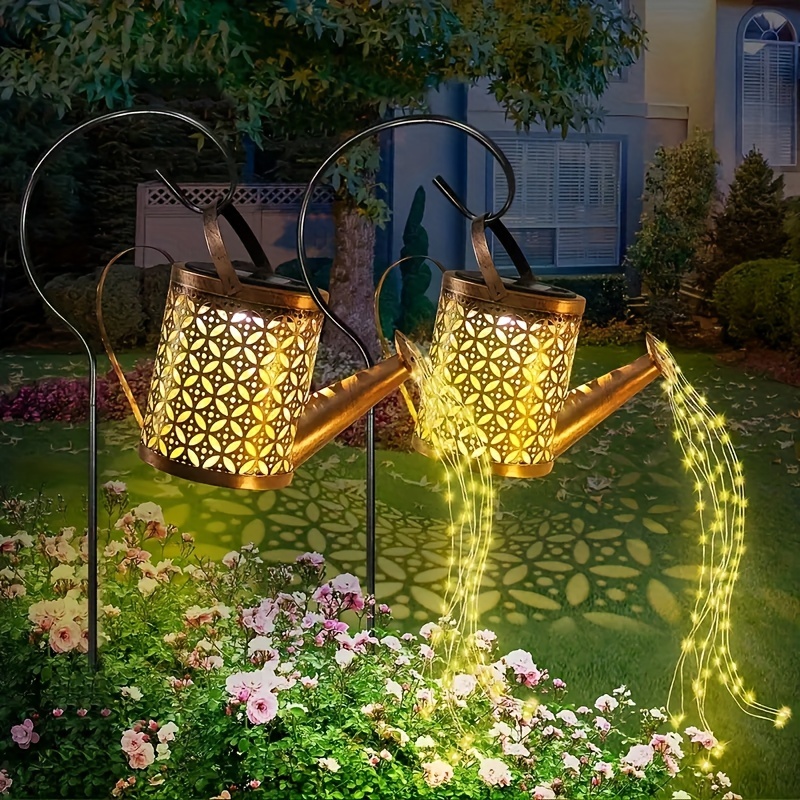 Arrosoir solaire avec lumières, lanternes solaires pour l'extérieur,  décoration de jardin résistante à l'eau, lumières solaires décoratives pour  l'extérieur, lumières solaires rétro en métal pour le jardin, décorations  pour pelouse, allée et