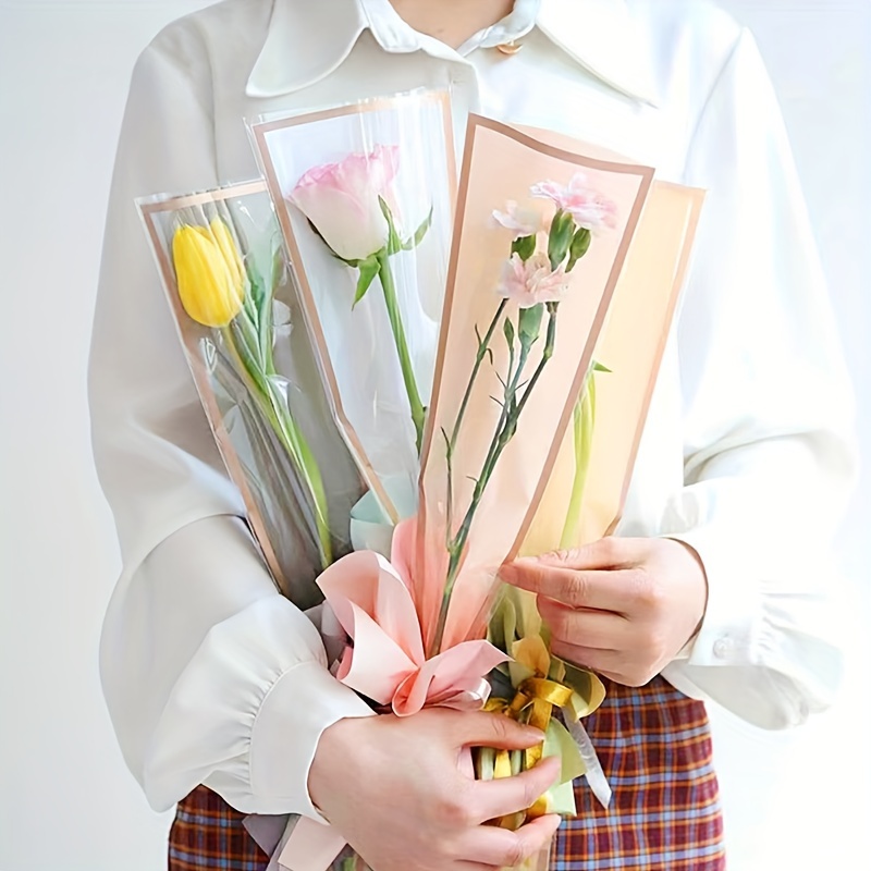 Single Fresh Flower Bag Transparent Waterproof Opp - Temu