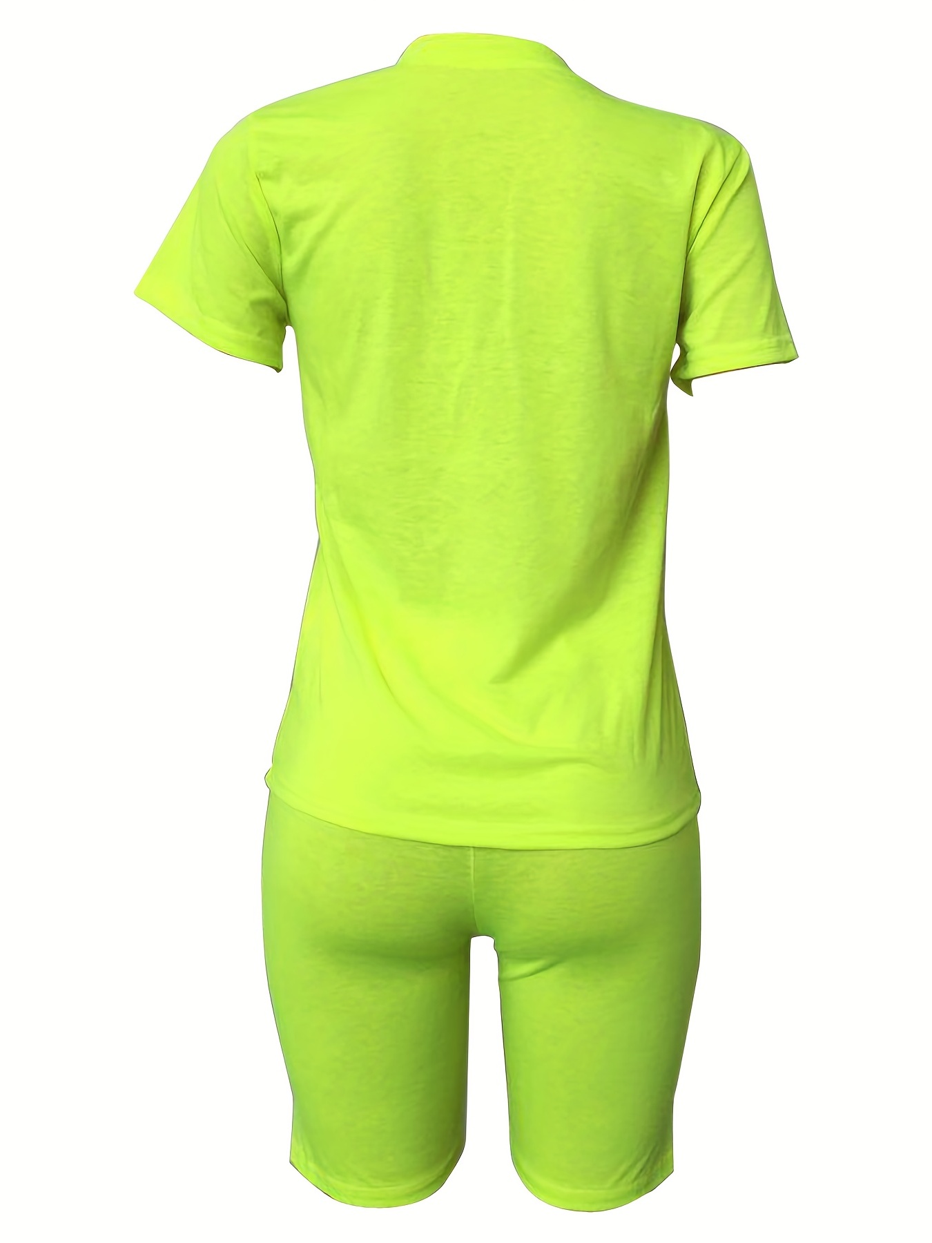 Solid Two-piece Set Short Sleeve T-shirt & High Waist Shorts