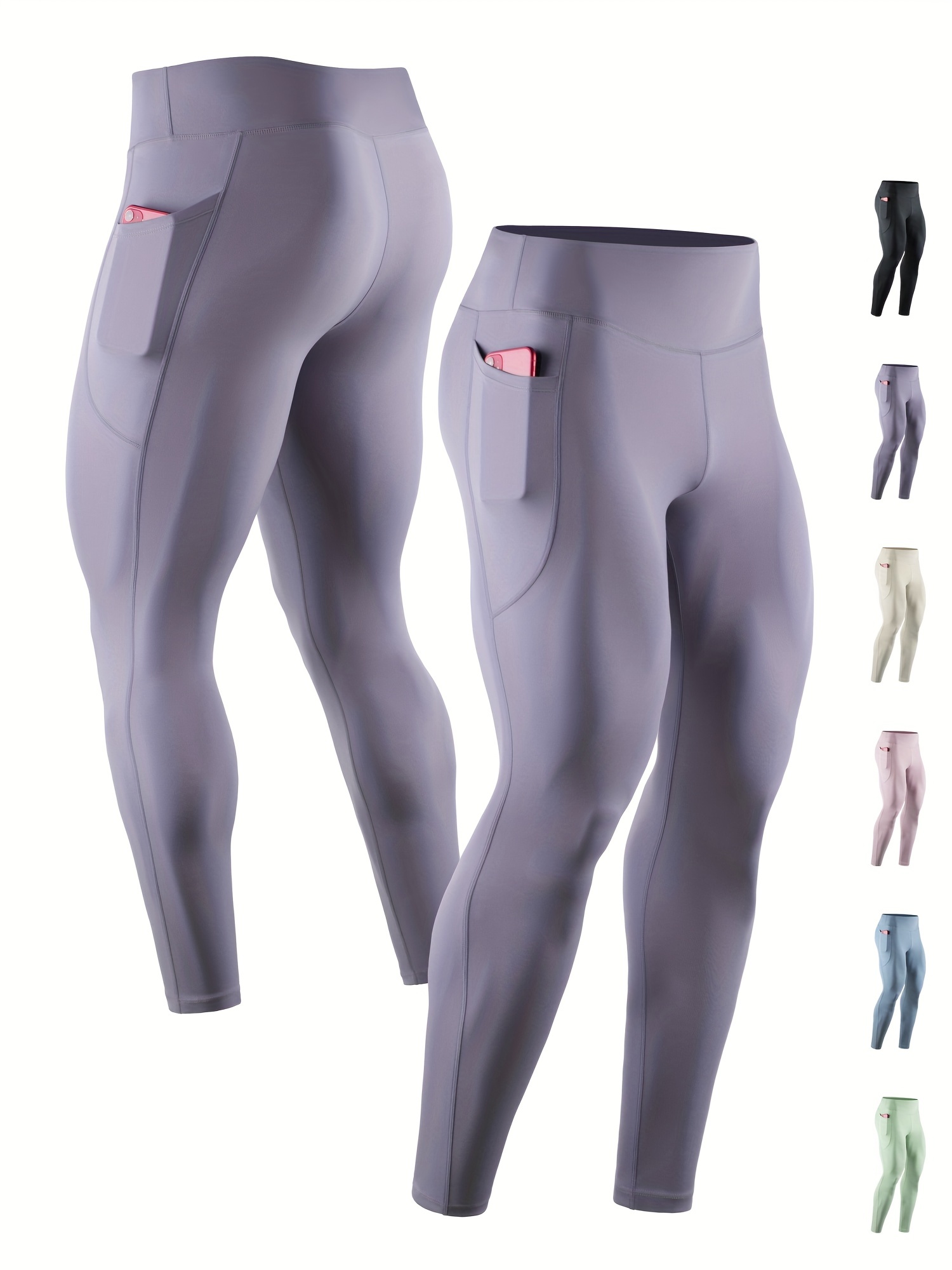 1 pieza de mallas deportivas de compresión de cintura alta para hombre,  pantalones elásticos altos de secado rápido para correr maratón Fitness  entrenamiento Yoga - Temu