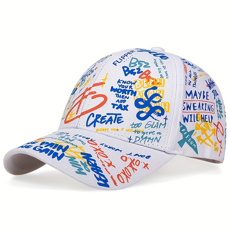 1pc Men's Outdoor Casual Graffiti Baseball Cap, Creative Fashionable  Sunscreen Cap