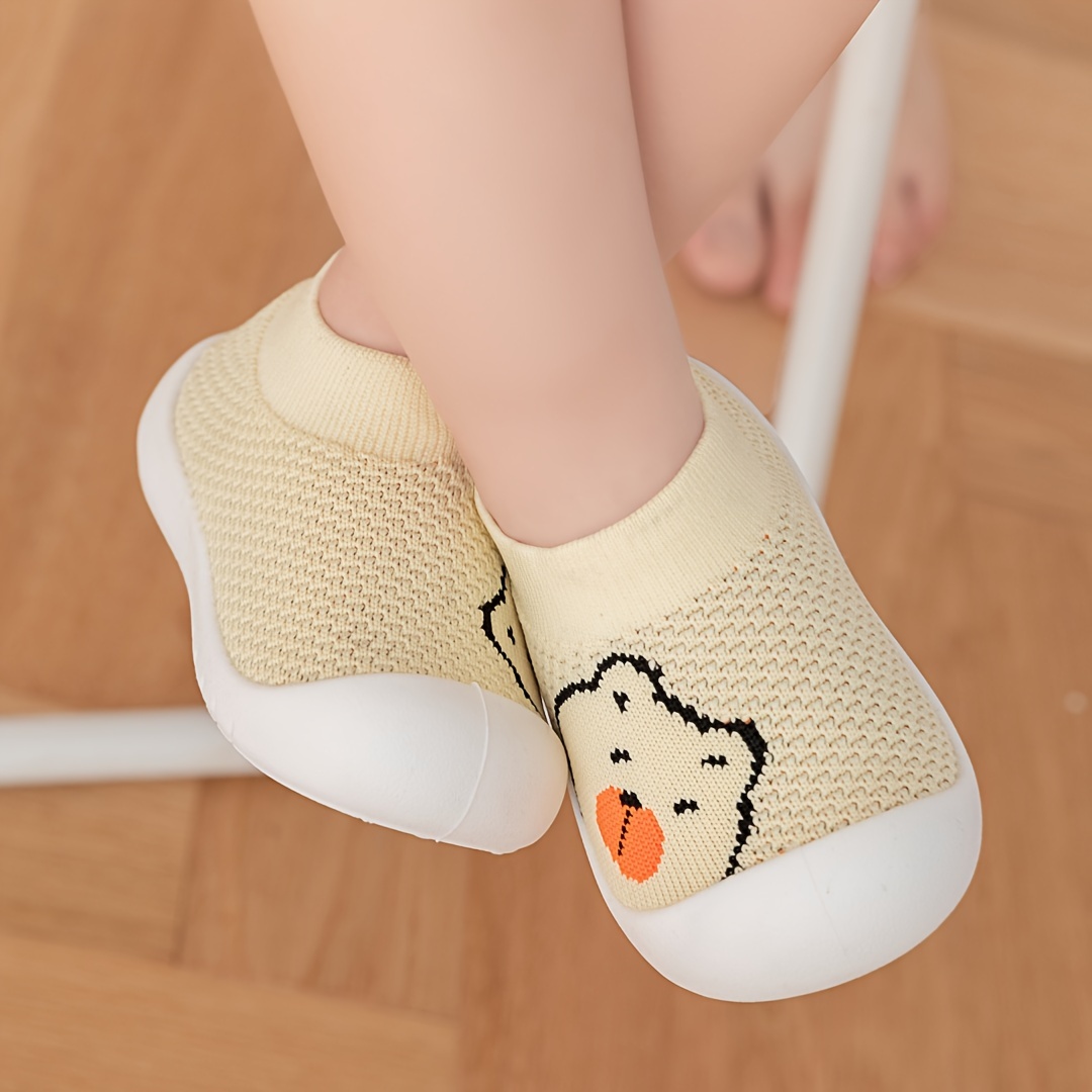 Adorable Bear Design Slip-On Sneakers for Babies & Toddlers - Lightweight, Breathable Mesh Fabric with Rubber Sole, Soft & Comfortable Low-Top Shoes for Boys & Girls, Baby Walking Shoes | Breathable Toddler Socks | Rubber Sole Shoes, Toddler Shoes