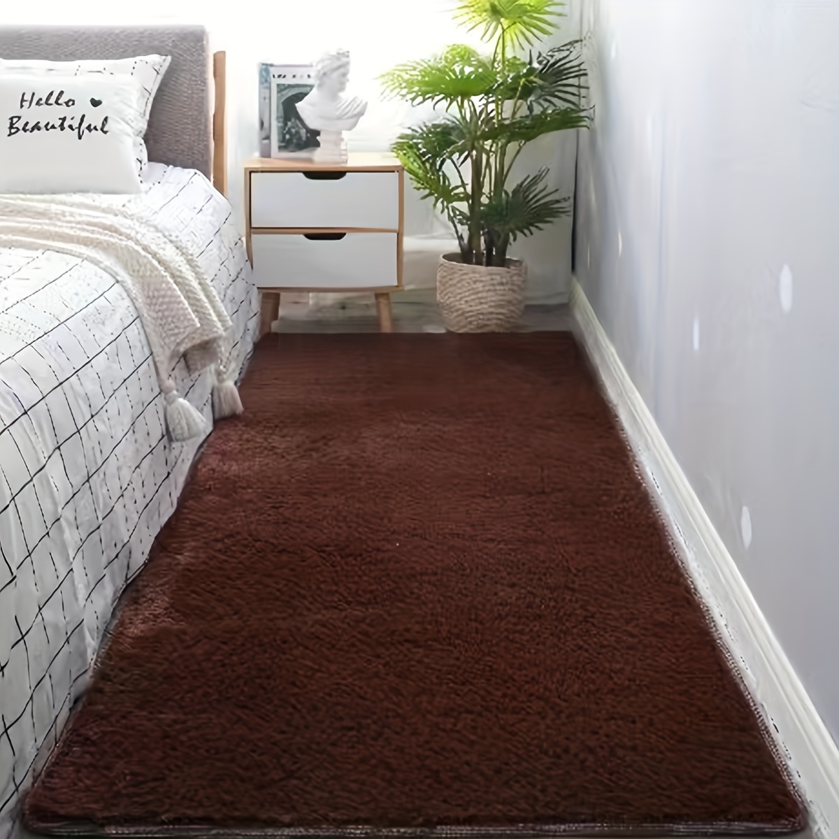 Alfombras blancas para dormitorio, alfombra de felpa de 8 x 10 pies,  alfombra de área de felpa moderna para interiores para sala de estar,  dormitorio