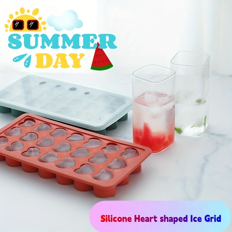 21 Holes Heart Shape Ice Tray Silicone DIY Ice Block Mold Storage