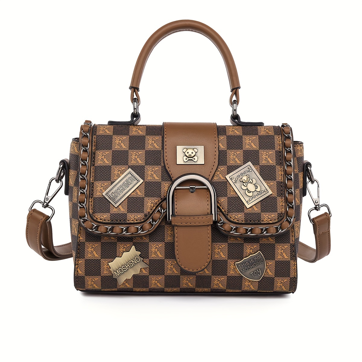 Checkerboard Pattern Handbags Small Metal Decor Messenger Bag Vintage  Crossbody Flap Purses, 24/7 Customer Service