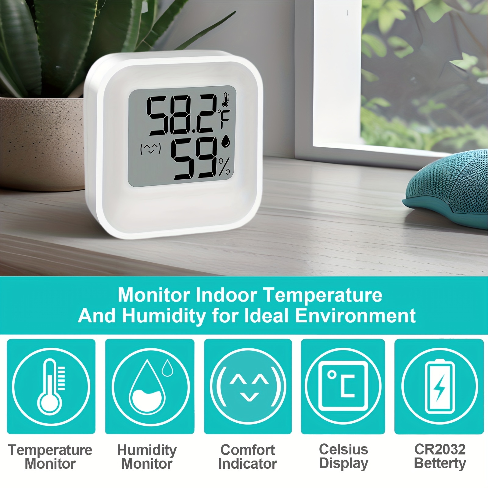 DigitalTemperature Meter Humidity Gauge Monitor With LCD, Alarm