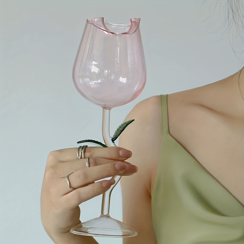 Flower Wine Glass Unique Elegant Rose-shaped Wine Glass, A Tall