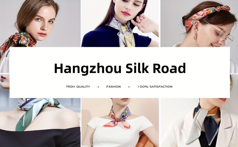100% Silk Scarf Women Fashion Black White Flower Kerchief Square Bandana  65*65cm