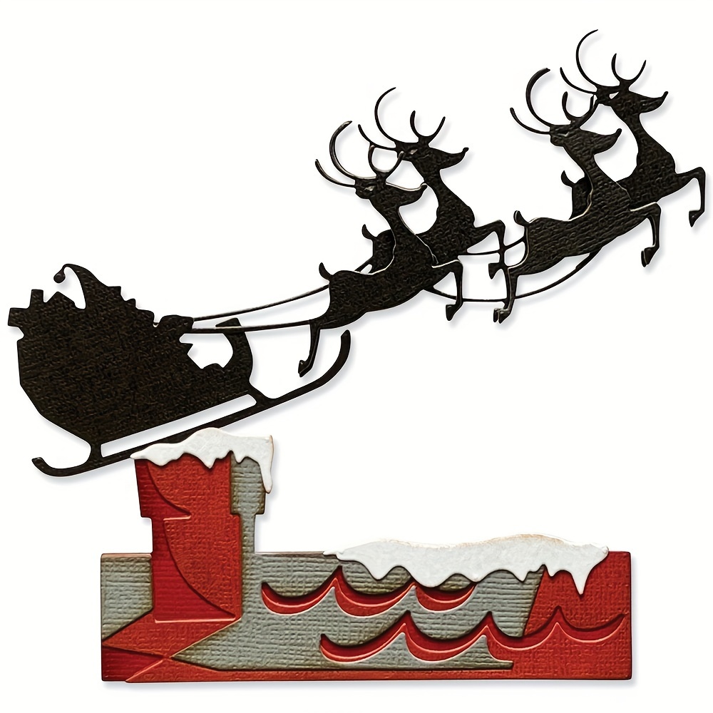 Elk Reindeer Sled Metal Cutting Dies For Christmas - Temu