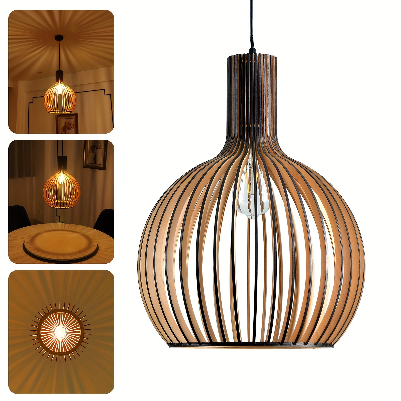 Designer Wicker Pendant lamp for Living room Bedroom restaurant wood  pendant lamp Creative Leaf Grid Rural Handmade Rattan Lamp