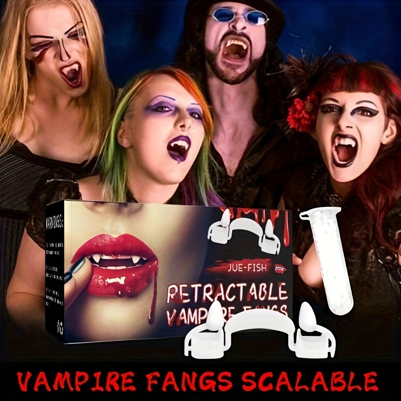 Colmillos de dientes de vampiro – 3 pares de colmillos de 3 tamaños para  cosplay, accesorios de vampiro de Halloween, accesorios de fiesta,  accesorios