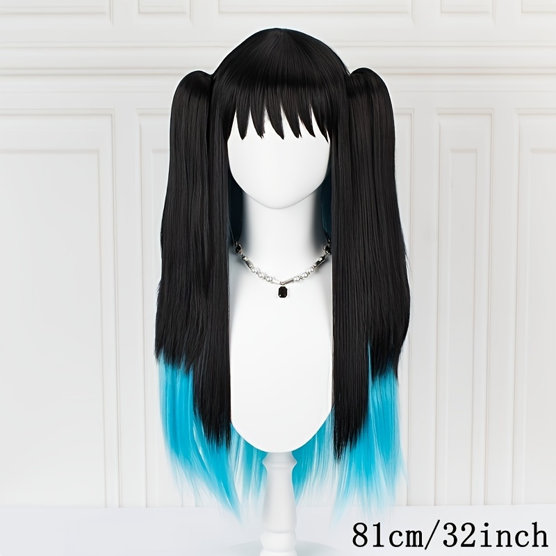 Gradient Double Layer Straight Wig Ponytail Cosplay Wig