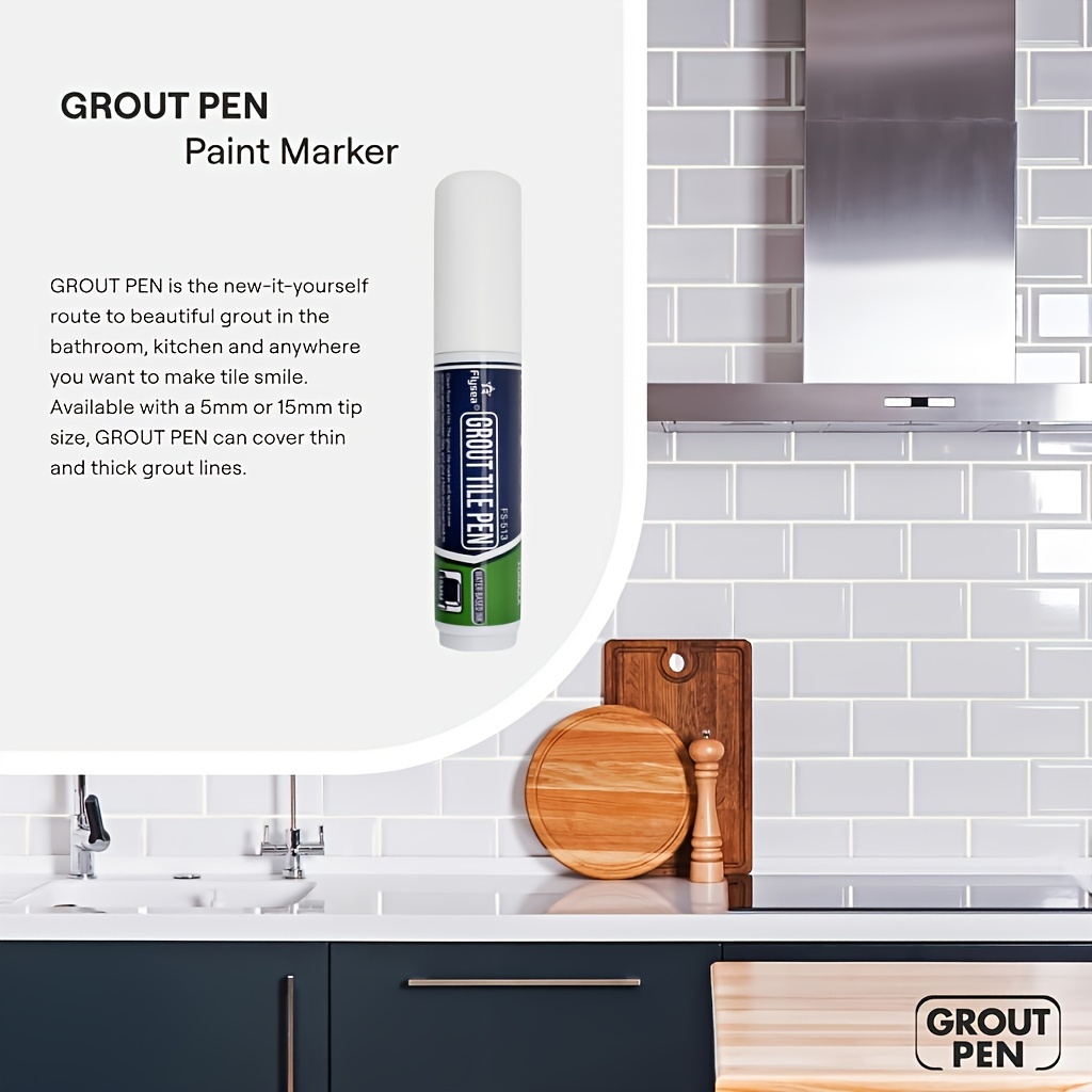 Flysea Grout Pen White Tile Paint Marker: Waterproof Grout Paint, Tile  Grout Colorant And Sealer Pen - Non-toxic And Odorless,White,Dark Grey,  Beige