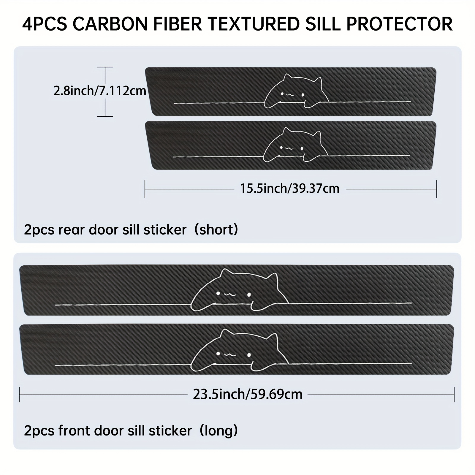 White Line Creative Door Sill Sticker Car Door Sill Carbon Fiber Sticker  Door Anti-scratch Strip Sill Strip Carbon Fiber Car Sticker CT-8